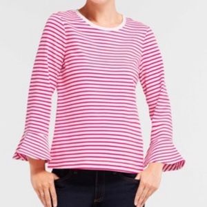 Draper James Red Striped Bell Sleeve Top